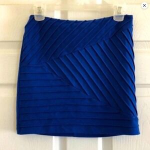 Vintage Charlotte Russe Blue Mini Skirt with Diagonal Pleated Design